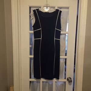 Chic Navy and White Sleeveless Dress